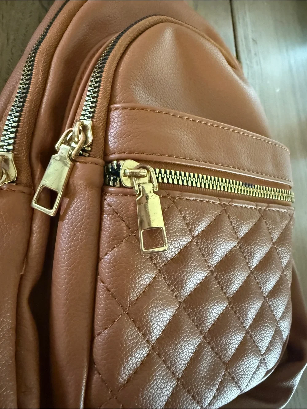 Women's Quilted Sling Crossbody Bag - Brown